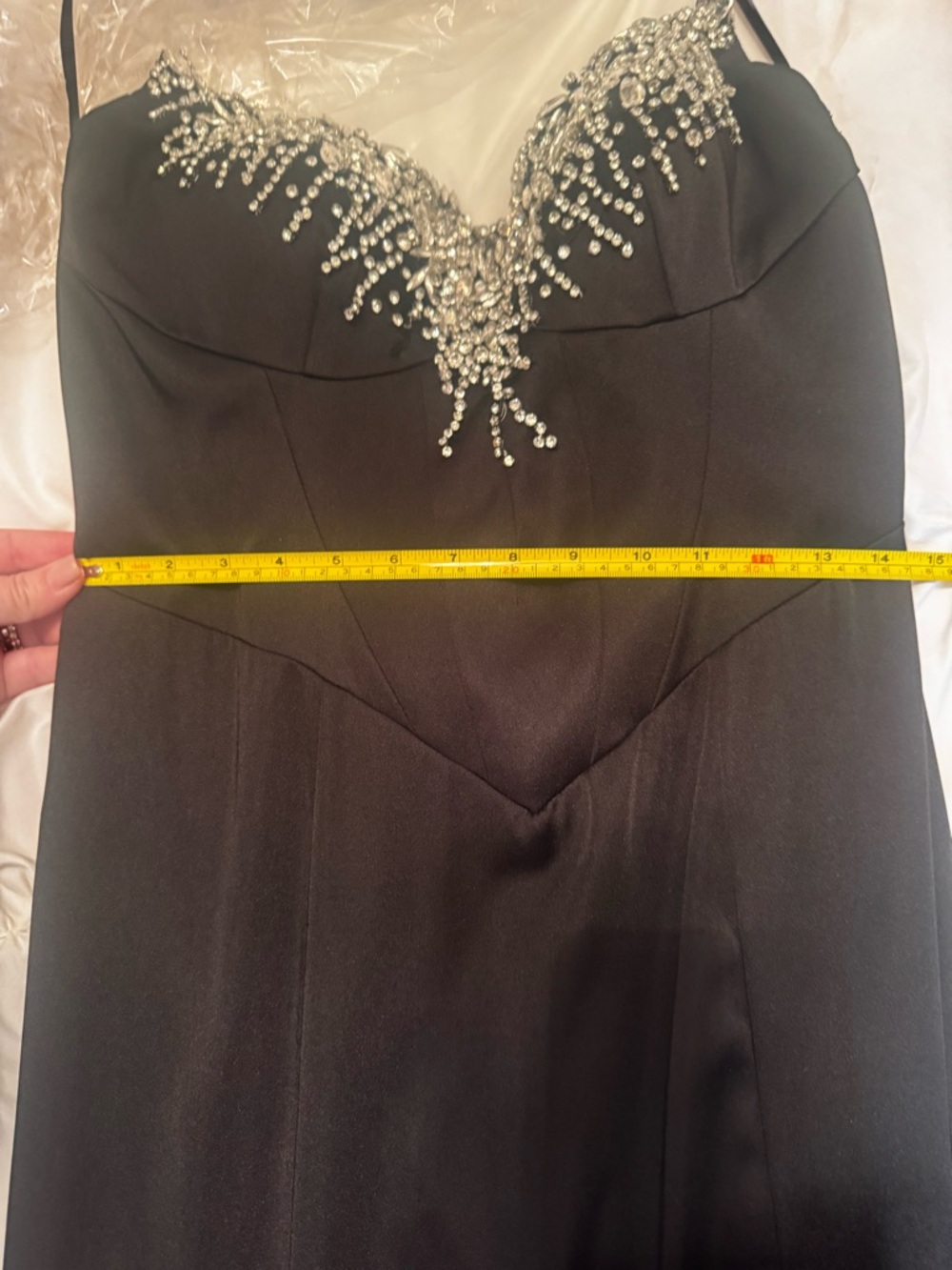 Black Beaded V-Neck Evening Gown - Picture 8 of 9